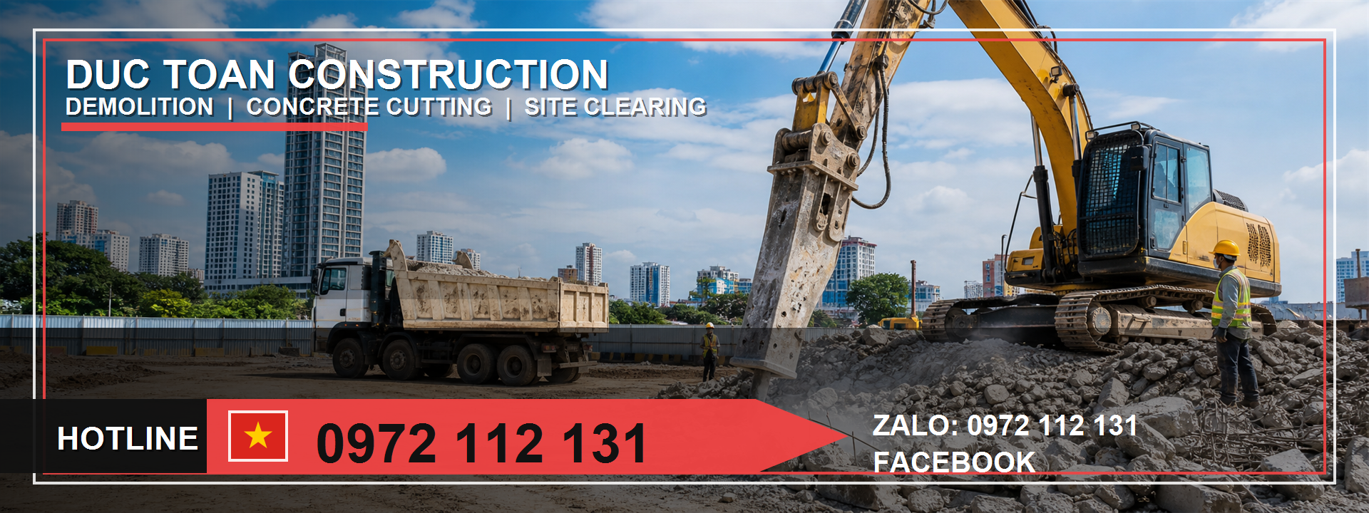 thuê máy xúc gắn búa thủy lực chuyên nghiệp Tân Bình